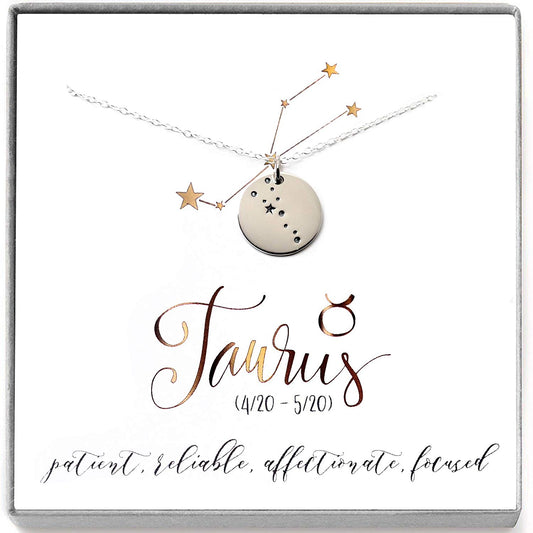 Taurus Zodiac Sign Sterling Silver Constellation Necklace - Love It Personalized