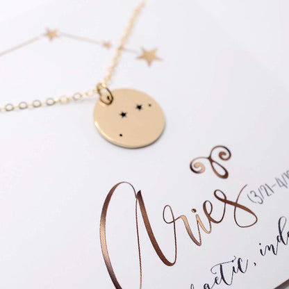 Aries Zodiac Sign 14K Gold Filled Constellation Necklace - Love It Personalized