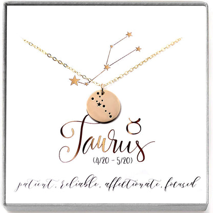 Taurus Zodiac Sign 14K Gold Filled Constellation Necklace - Love It Personalized