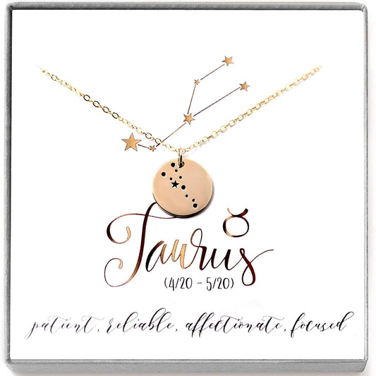 Taurus Zodiac Sign 14K Gold Filled Constellation Necklace - Love It Personalized