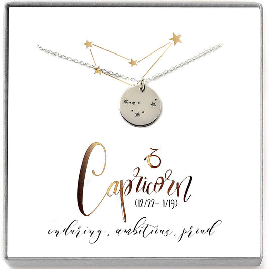 Capricorn Zodiac Sign Sterling Silver Constellation Necklace - Love It Personalized
