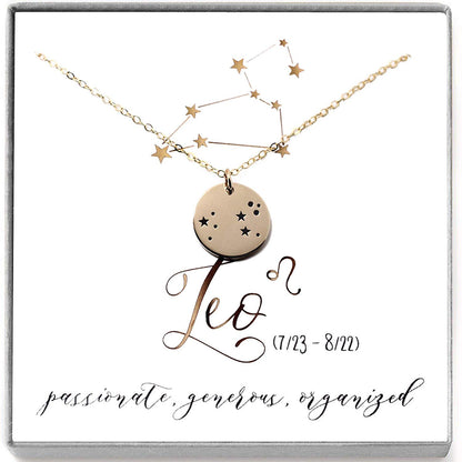 Leo Zodiac Sign 14K Gold Filled Constellation Necklace - Love It Personalized