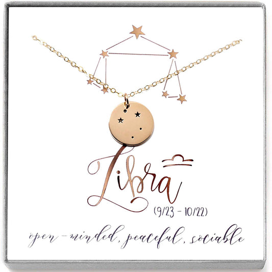Libra Zodiac Sign 14K Gold Filled Constellation Necklace - Love It Personalized
