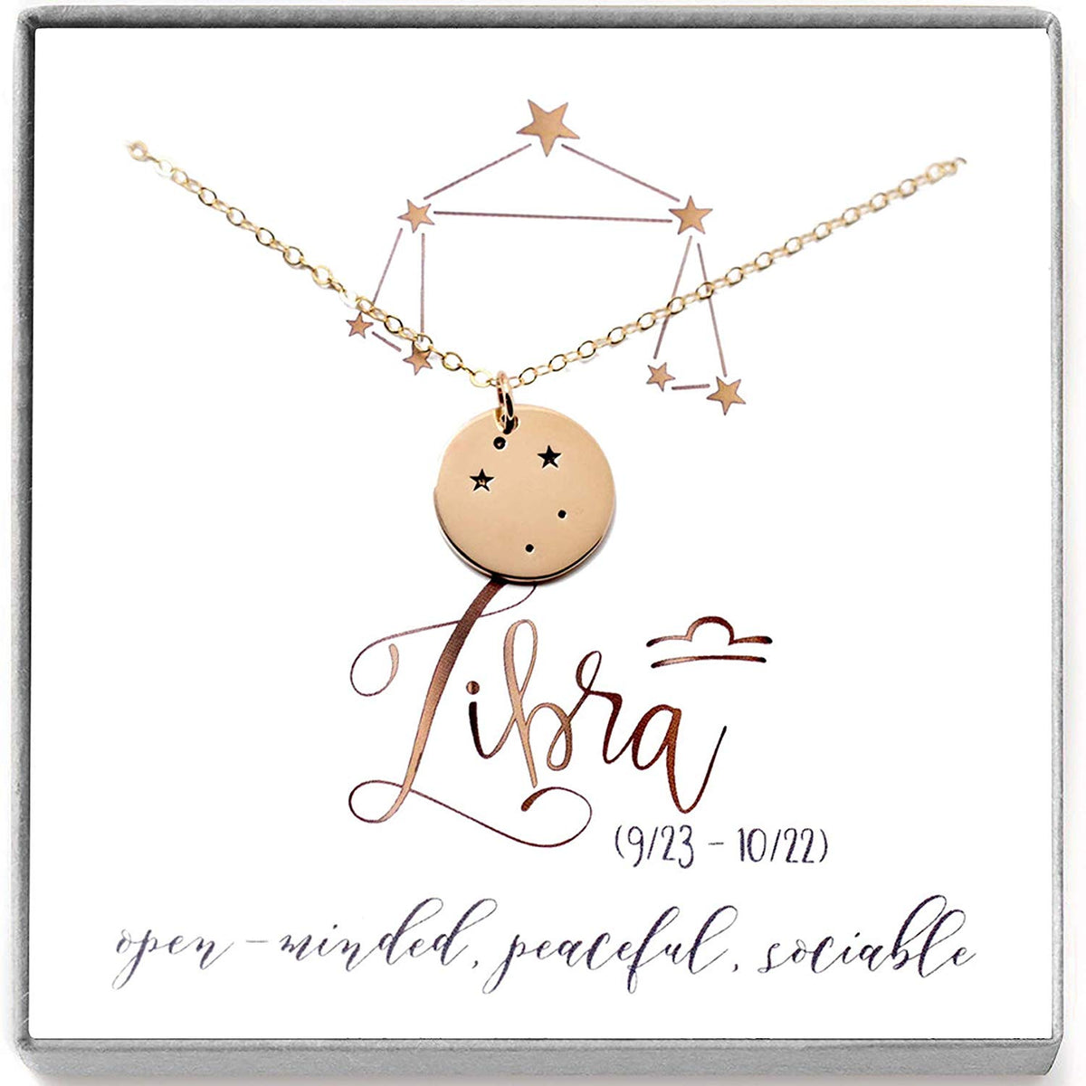 Libra Zodiac Sign 14K Gold Filled Constellation Necklace - Love It Personalized