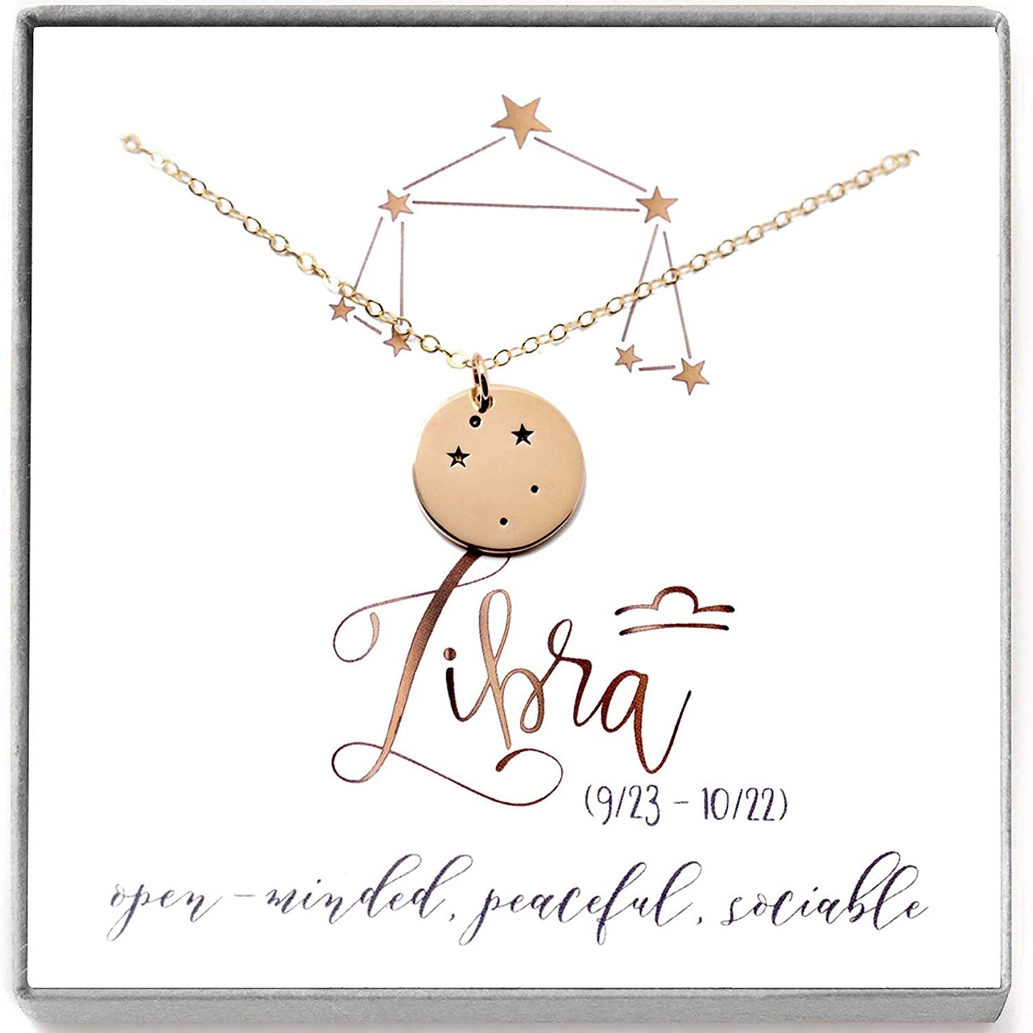 NWT bobbles And Lace Libra Constellation Gold Crystal Astrology Necklace  Dainty | eBay