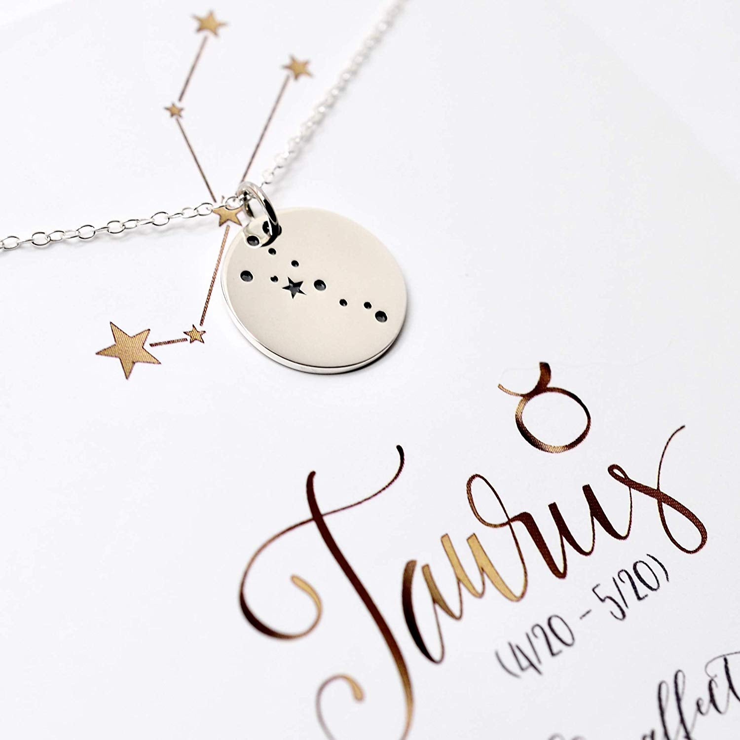 Taurus Zodiac Sign Sterling Silver Constellation Necklace - Love It Personalized