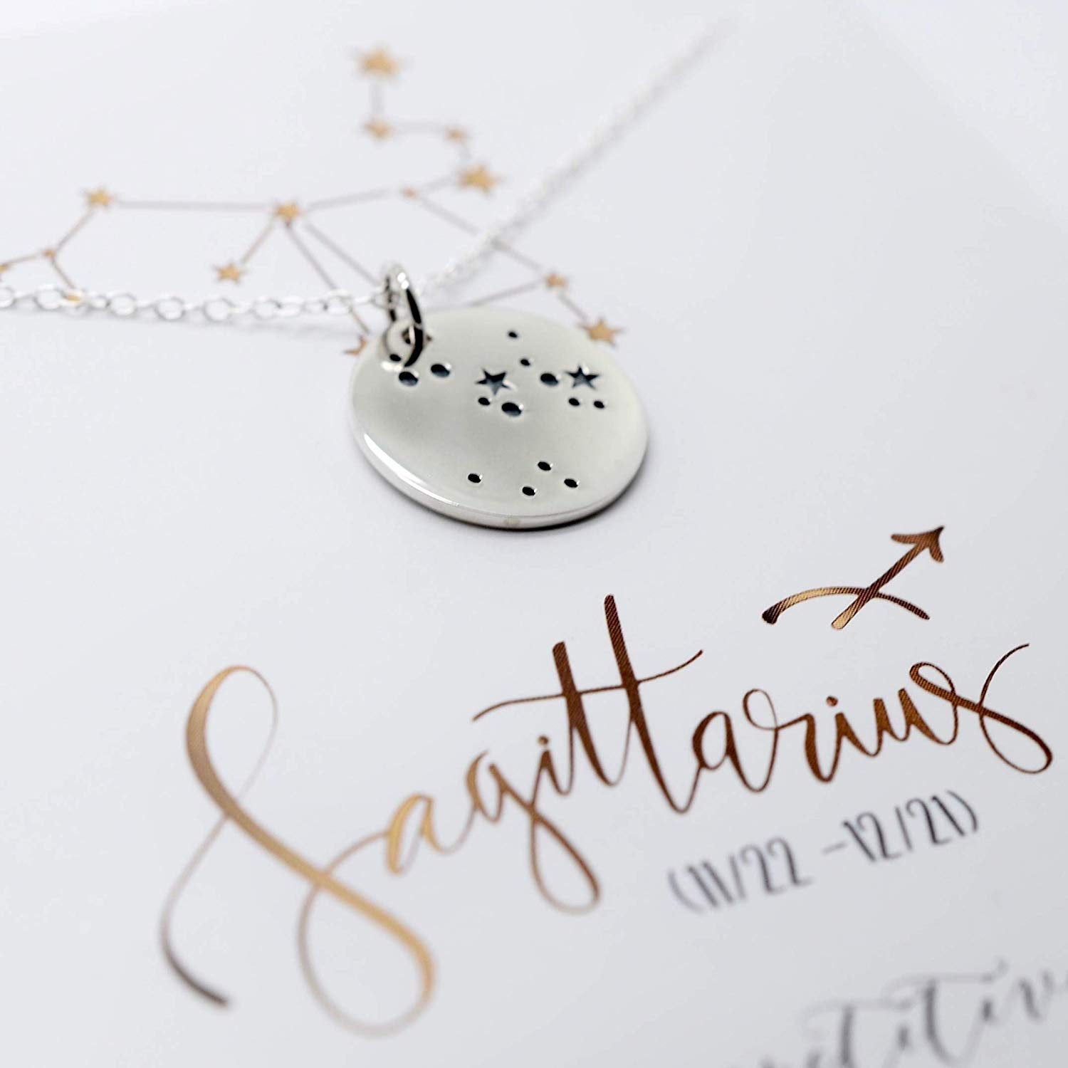 Sagittarius Zodiac Sign Sterling Silver Constellation Necklace - Love It Personalized