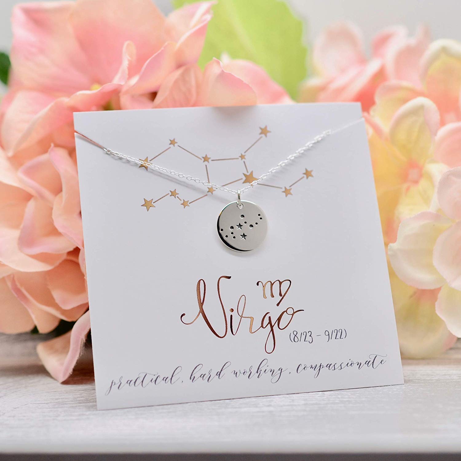 Virgo Zodiac Sign Sterling Silver Constellation Necklace - Love It Personalized