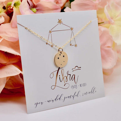 Libra Zodiac Sign 14K Gold Filled Constellation Necklace - Love It Personalized