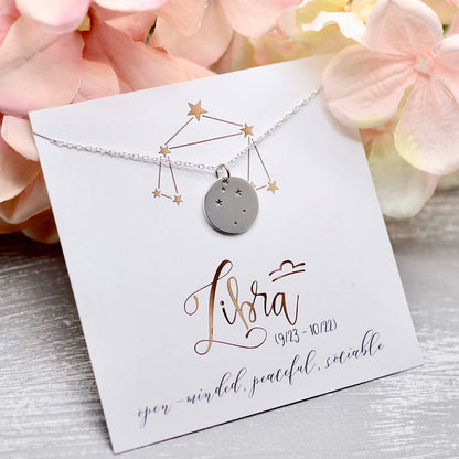 Libra Zodiac Sign Sterling Silver Constellation Necklace - Love It Personalized