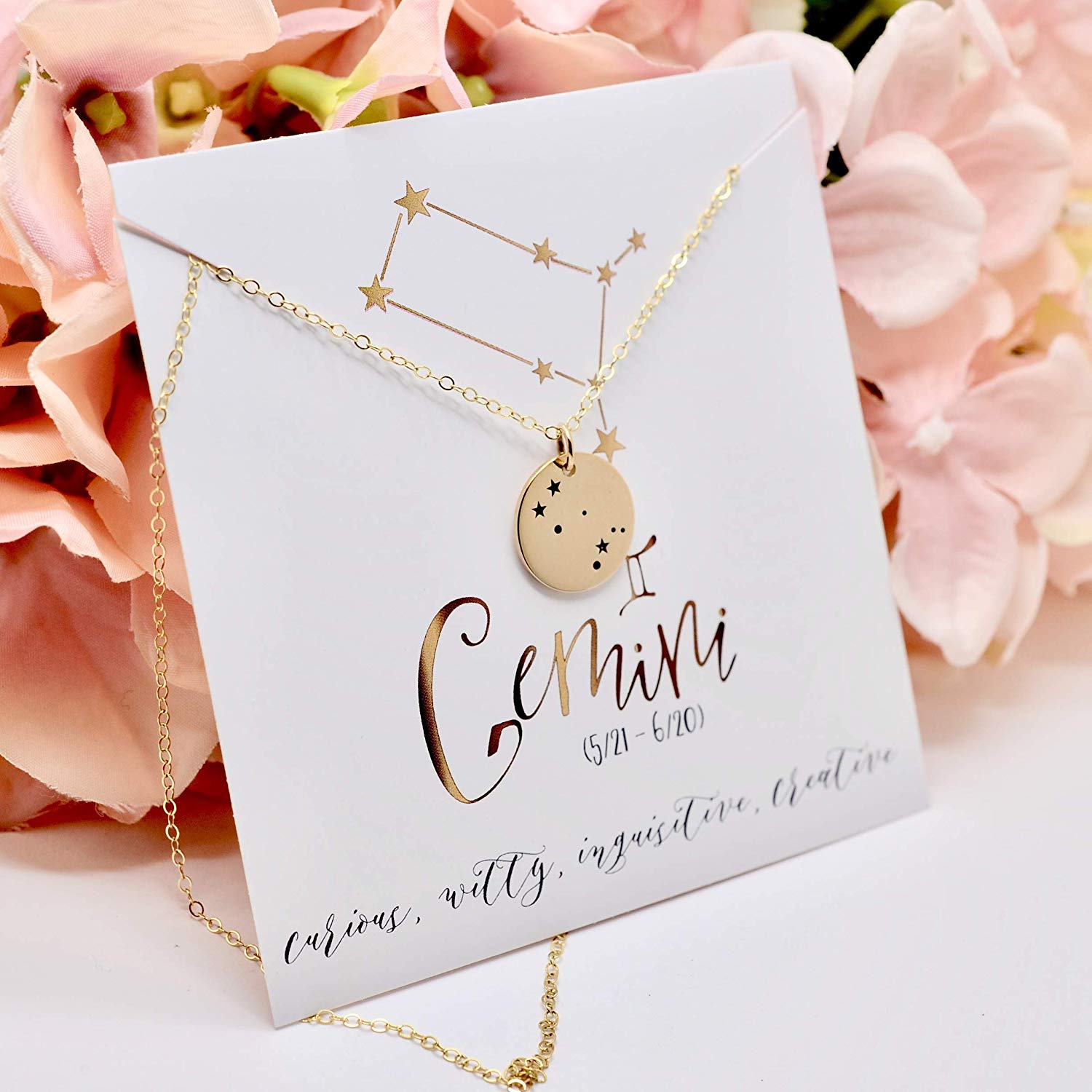Gemini Zodiac Sign 14K Gold Filled Constellation Necklace - Love It Personalized