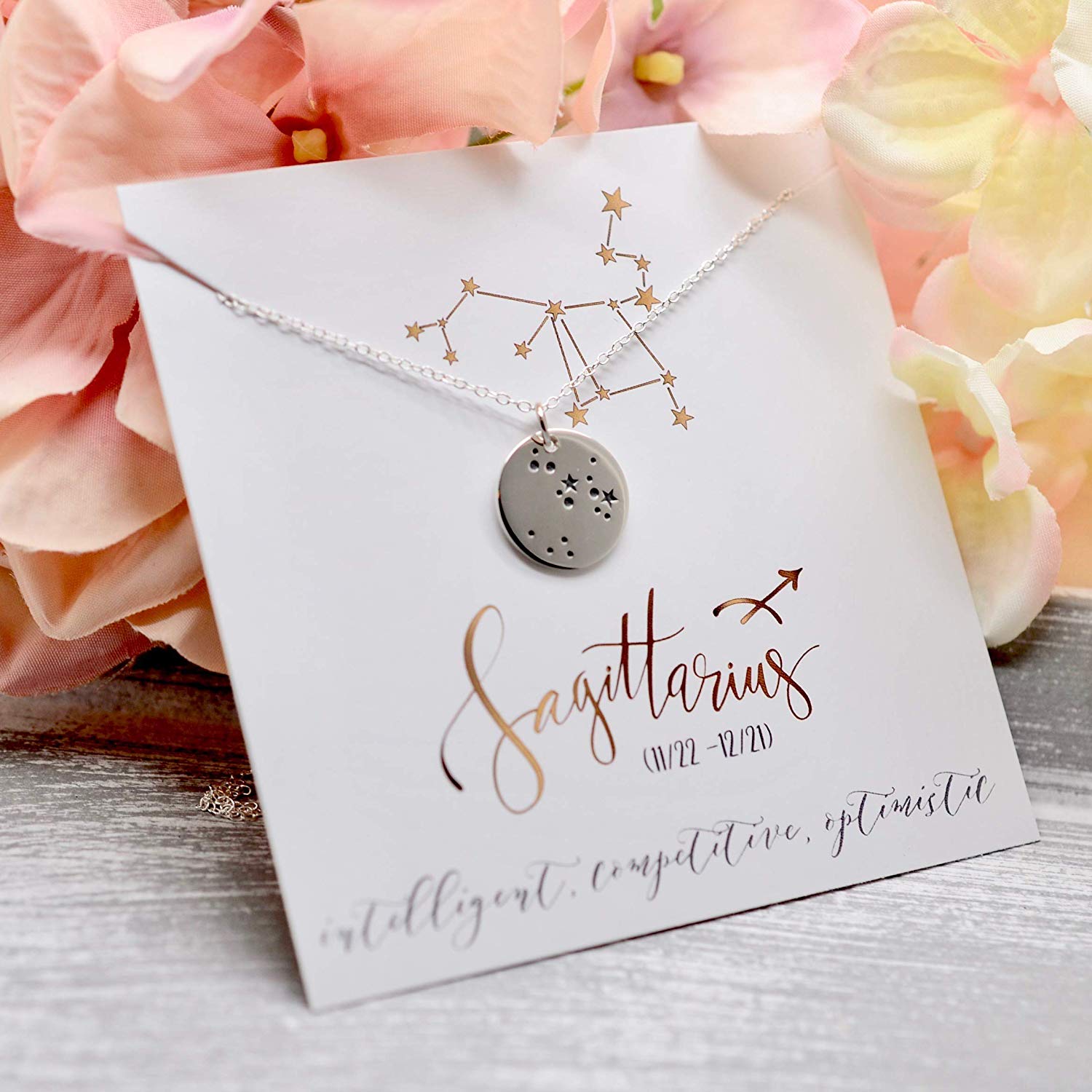 Sagittarius Zodiac Sign Sterling Silver Constellation Necklace - Love It Personalized