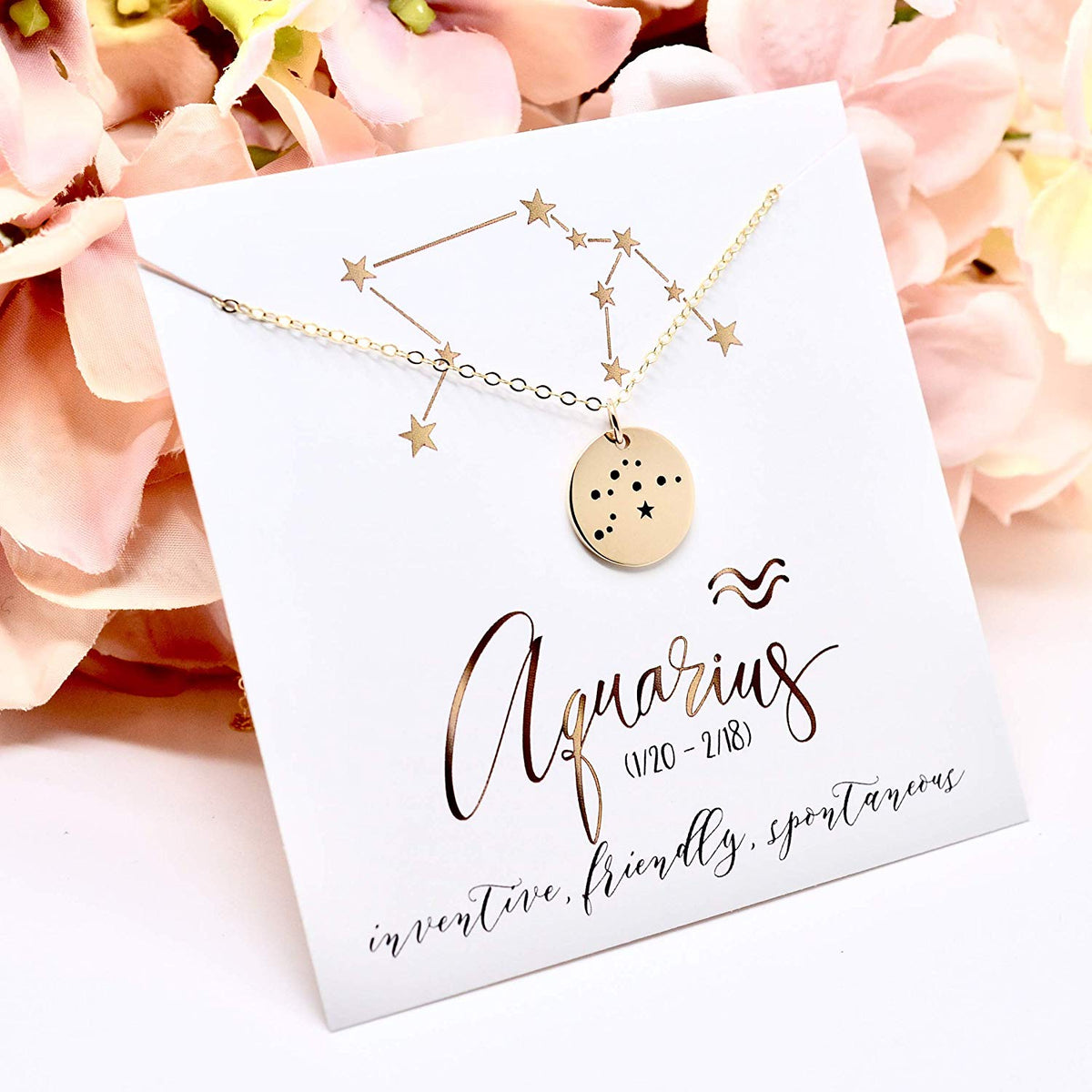 Aquarius Zodiac Sign 14K Gold Filled Constellation Necklace - Love It Personalized