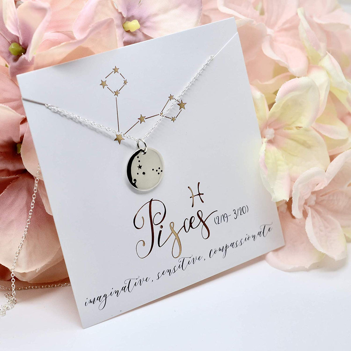 Pisces Zodiac Sign Sterling Silver Constellation Necklace - Love It Personalized