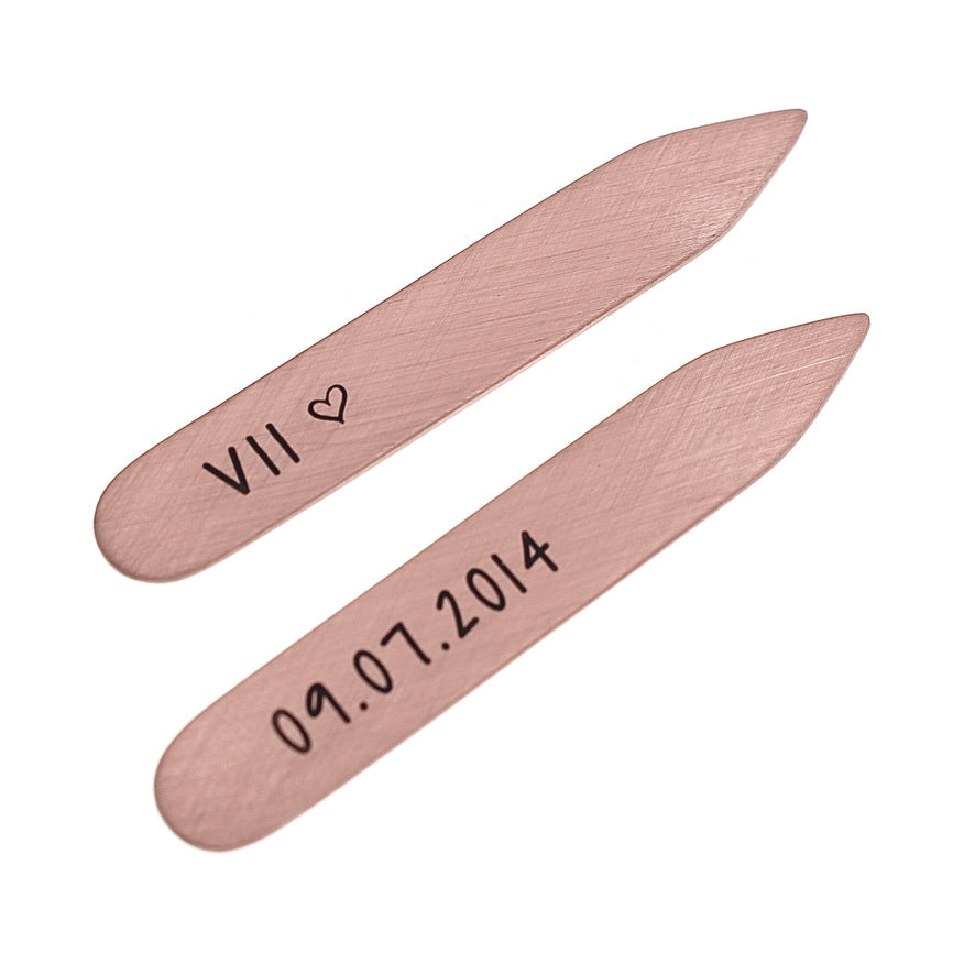 Copper Collar Stays - 7th Anniversary - Love It Personalized