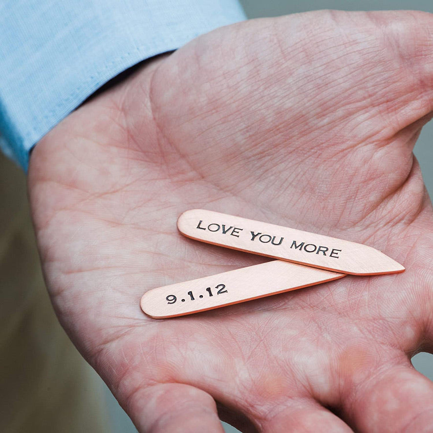 Copper Collar Stays - 7th Anniversary - Love It Personalized
