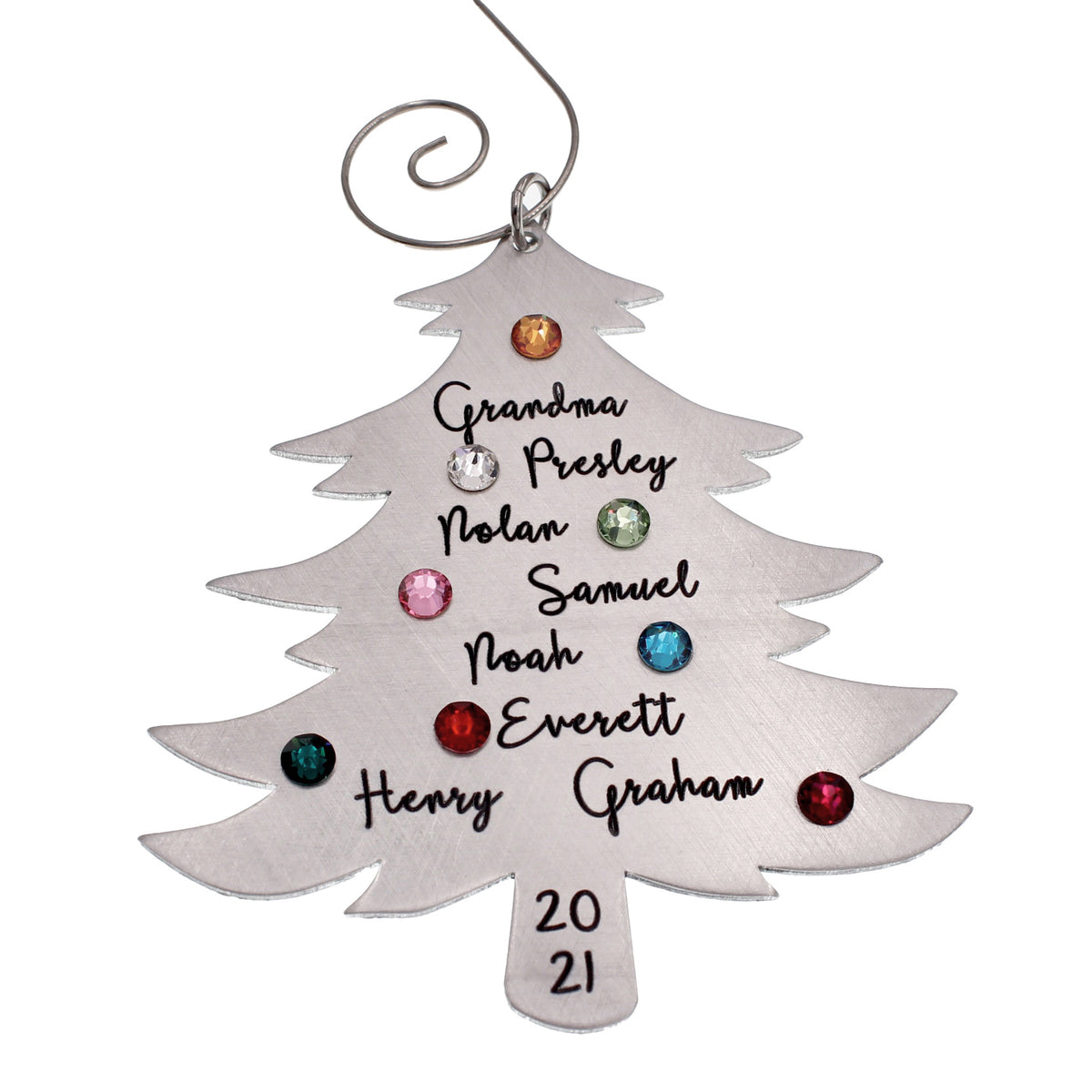 Family Birthstone Christmas Tree Ornament - Love It Personalized