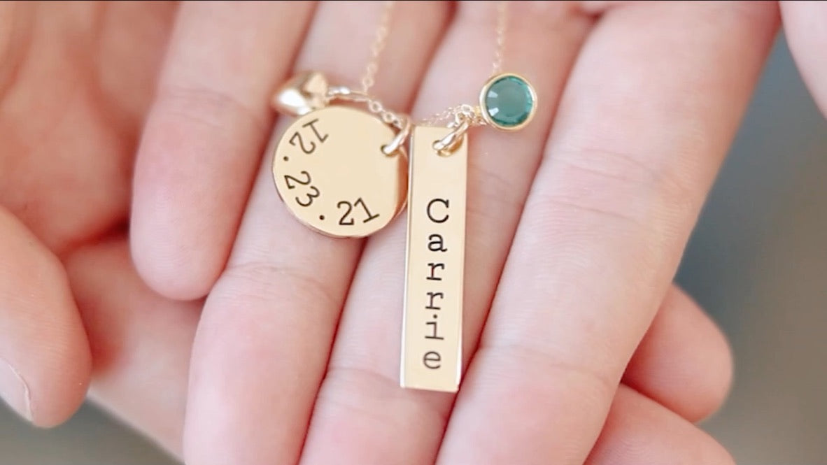 Disc & Tag Personalized Necklace - Gold Filled - Love It Personalized