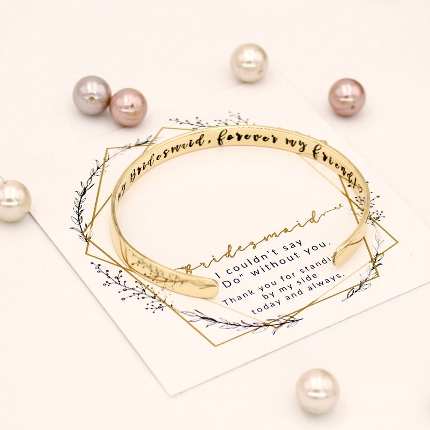 Bridesmaid Cuff Bracelet - Brass 1/4" - Love It Personalized