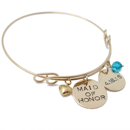 Maid of Honor 14K Gold Filled Bangle - Love It Personalized