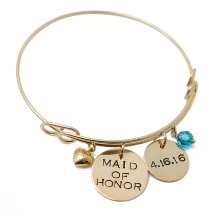 Maid of Honor 14K Gold Filled Bangle - Love It Personalized