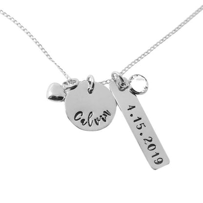 Disc & Tag Personalized Necklace - Sterling Silver - Love It Personalized