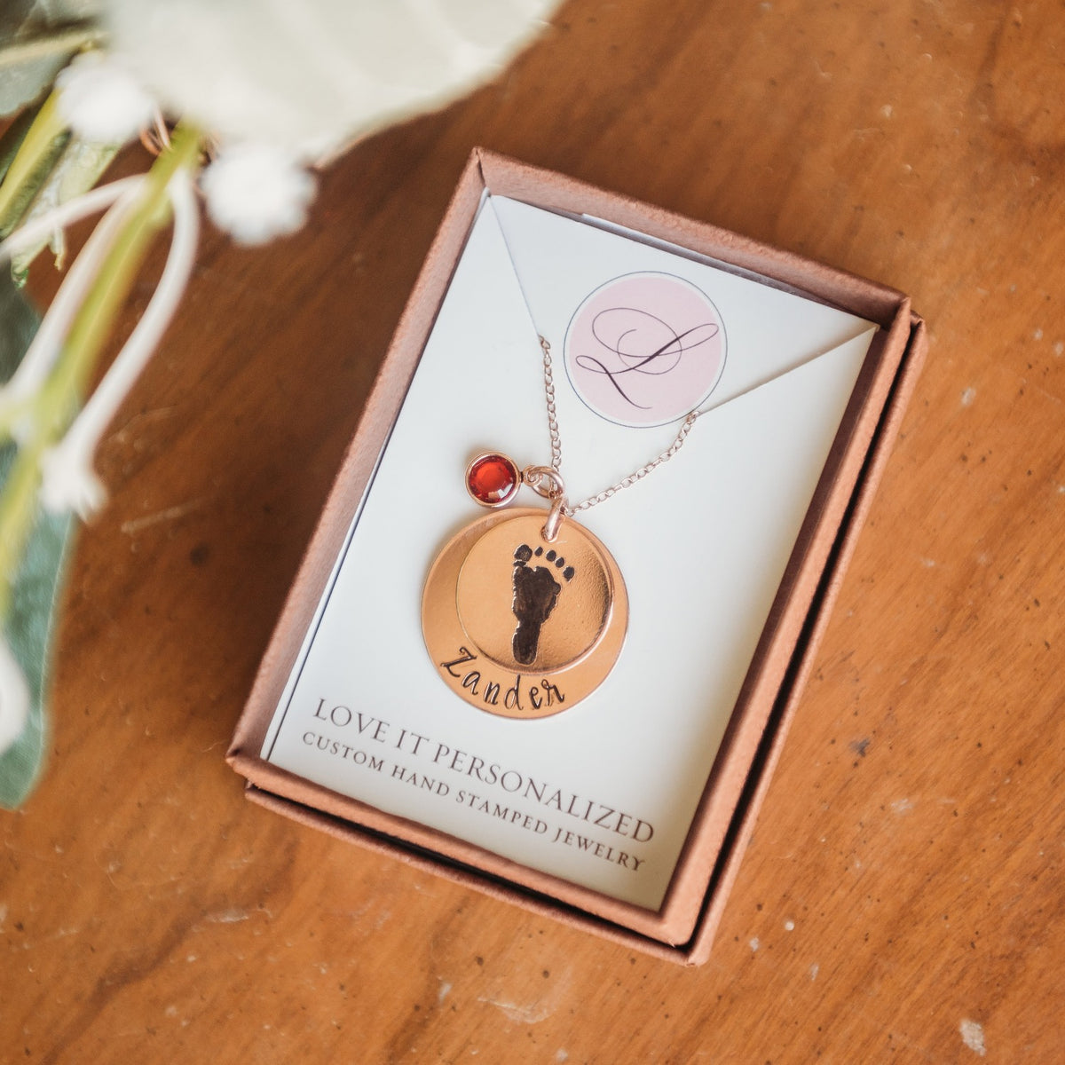 Rose Gold Footprint Necklace - Love It Personalized