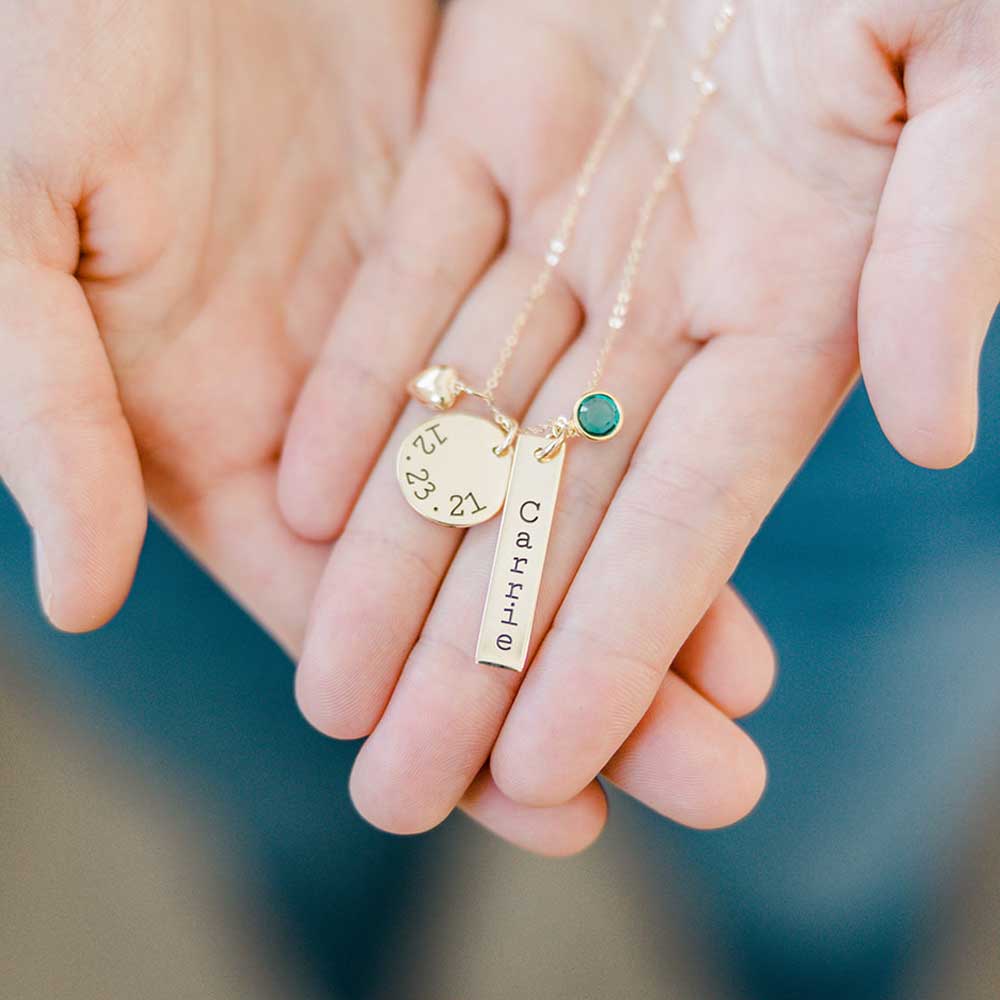 Disc &amp; Tag Personalized Necklace - Gold Filled - Love It Personalized