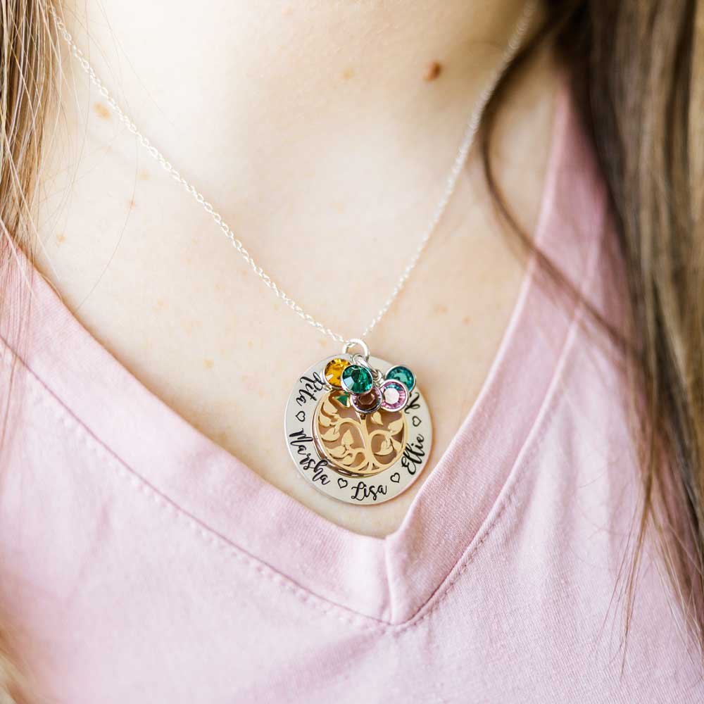Family Tree Necklace with Birthstones - Love It Personalized