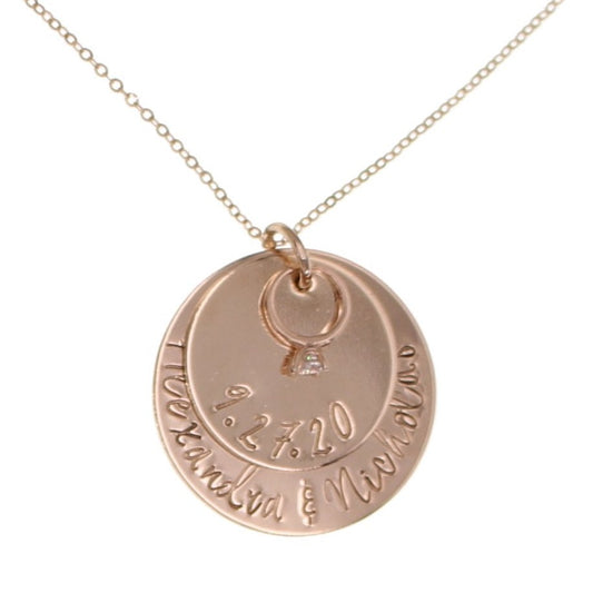 Rose Gold Wedding Ring Necklace - Love It Personalized