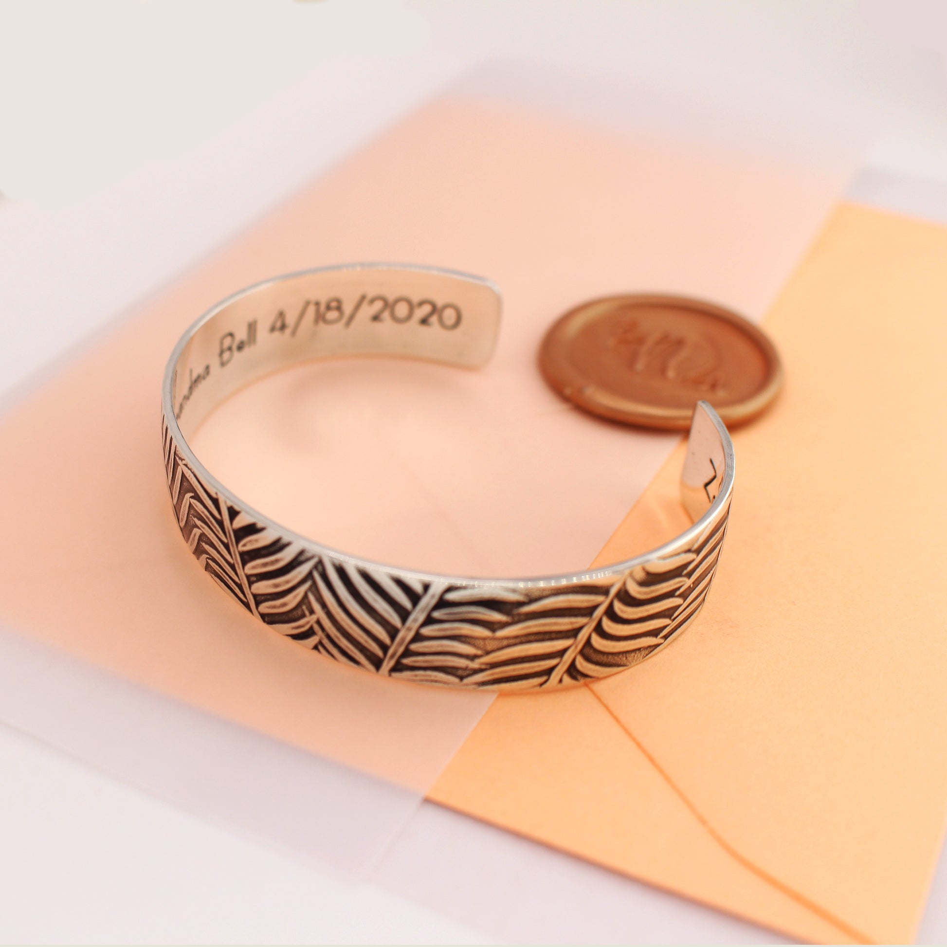 Fern Pattern Personalized Cuff Bracelet - 1/2" - Love It Personalized