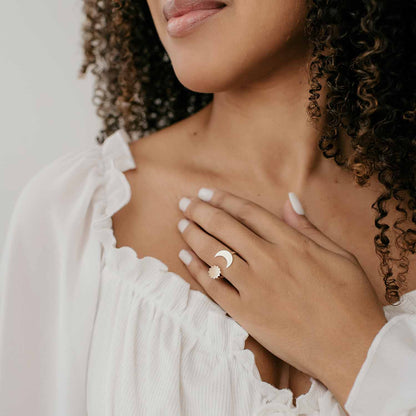 Silver and Bronze Moon Adjustable Ring - Love It Personalized