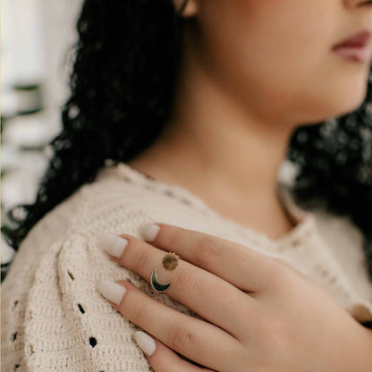Silver and Bronze Moon Adjustable Ring - Love It Personalized