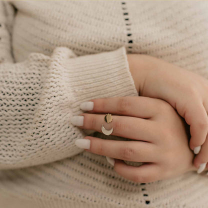 Silver and Bronze Moon Adjustable Ring - Love It Personalized