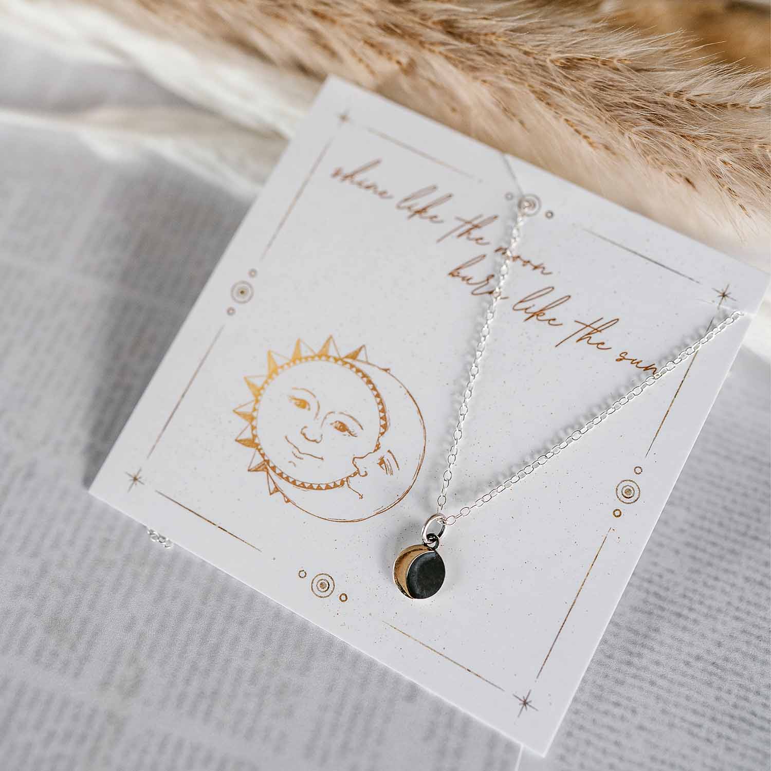 Silver and Bronze Moon Petite Charm Necklace - Love It Personalized