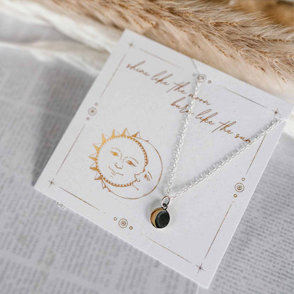 Silver and Bronze Moon Petite Charm Necklace - Love It Personalized