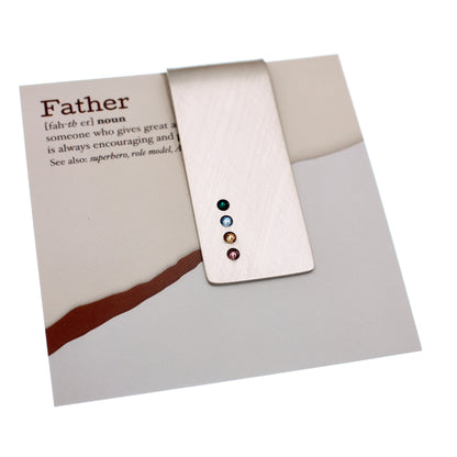 Father's Day Engraved Money Clip with Birthstones - Love It Personalized