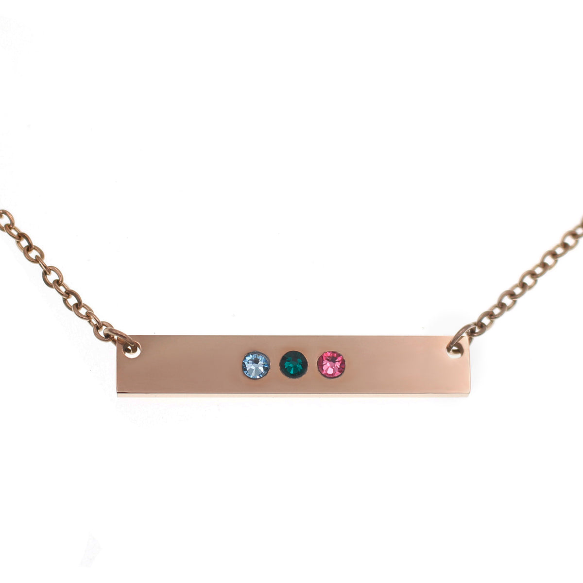 Rose Gold Horizontal Birthstone Bar Necklace - Love It Personalized