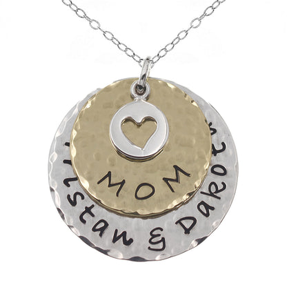 Rustic Silver and Gold Mother's Necklace - Love It Personalized