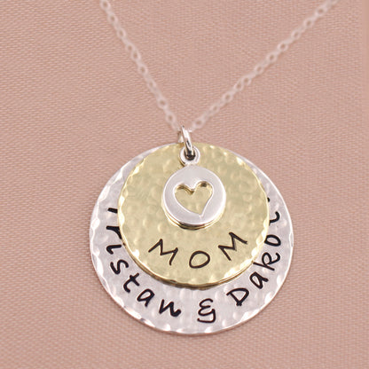 Rustic Silver and Gold Mother's Necklace - Love It Personalized