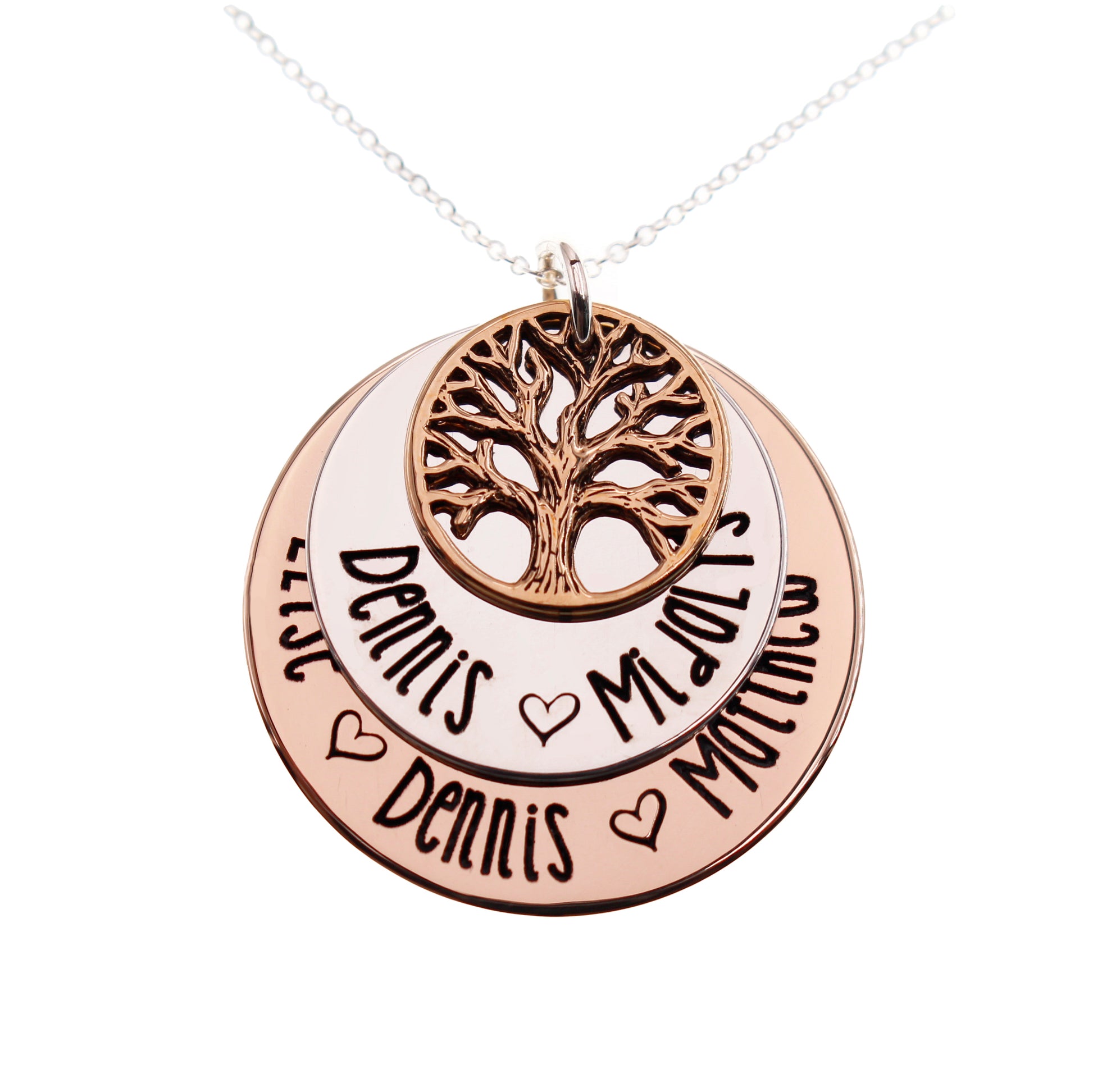 Personalized Bronze Family Necklace with Tree Charm - Love It Personalized