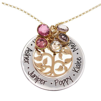 Tree of Life Mixed Metal Birthstone Necklace - Love It Personalized