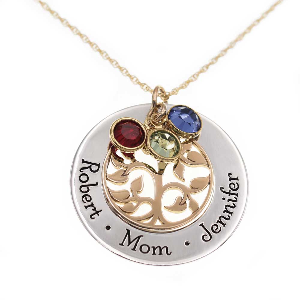 Tree of Life Mixed Metal Birthstone Necklace - Love It Personalized