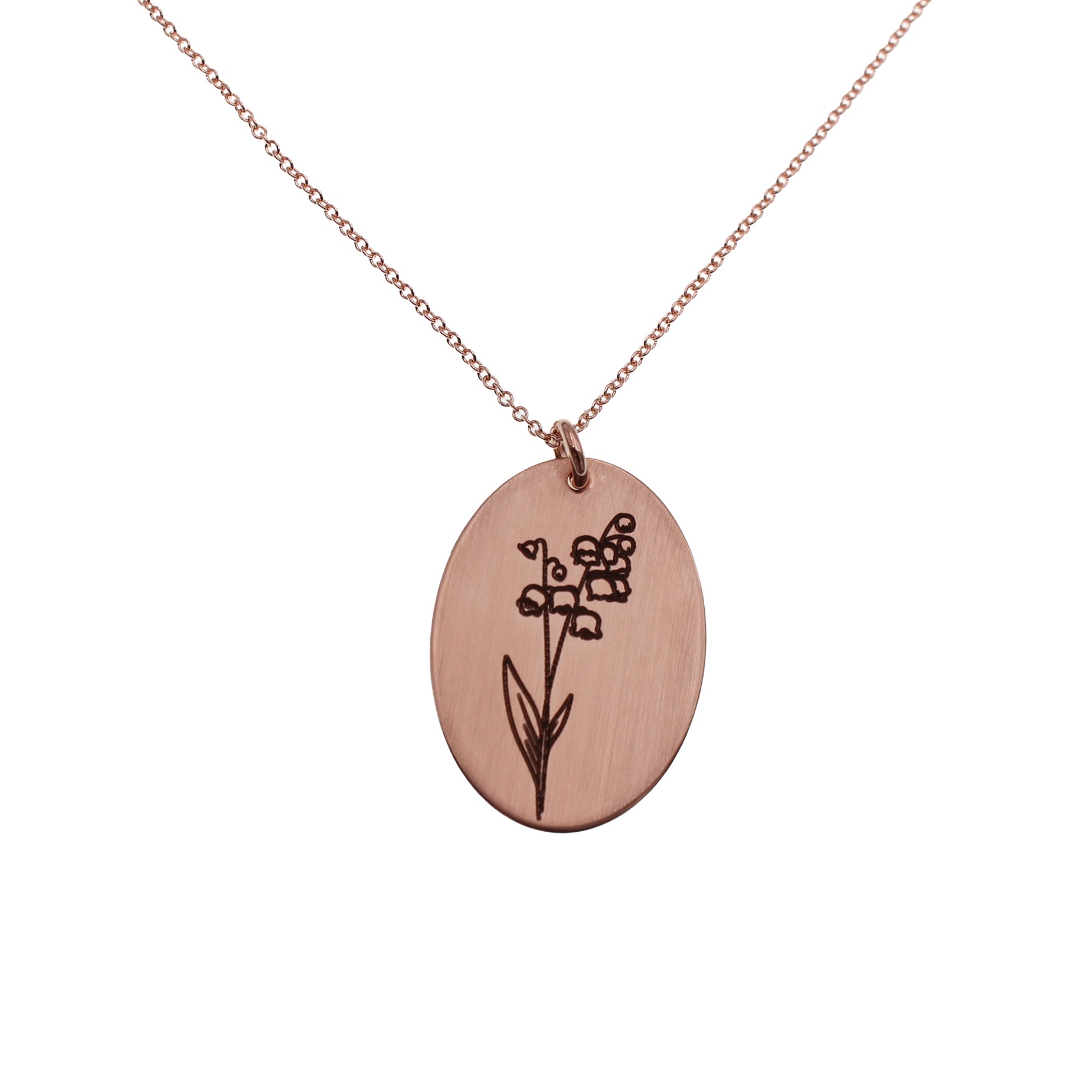 Oval Birth Flower Necklace - Rose Gold - Love It Personalized
