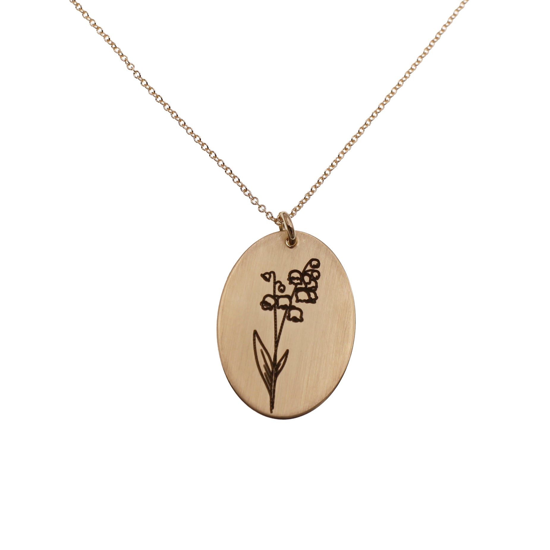 Oval Birth Flower Necklace - Gold - Love It Personalized