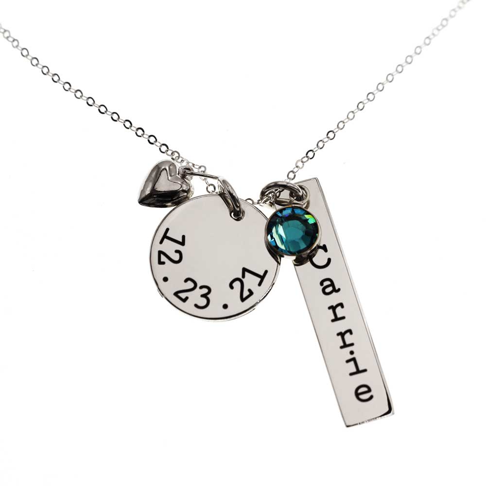 Disc & Tag Personalized Necklace - Sterling Silver - Love It Personalized