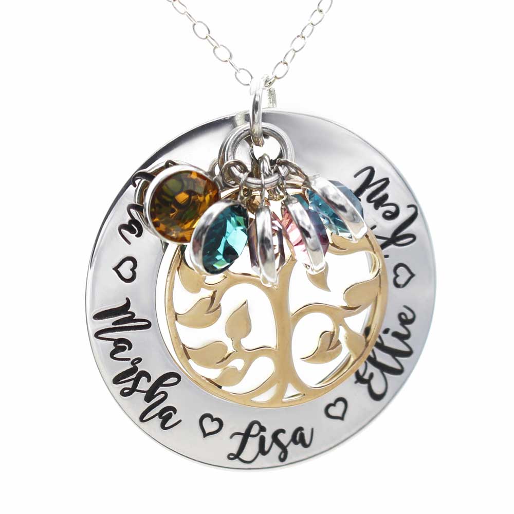 Family Tree Necklace with Birthstones - Love It Personalized