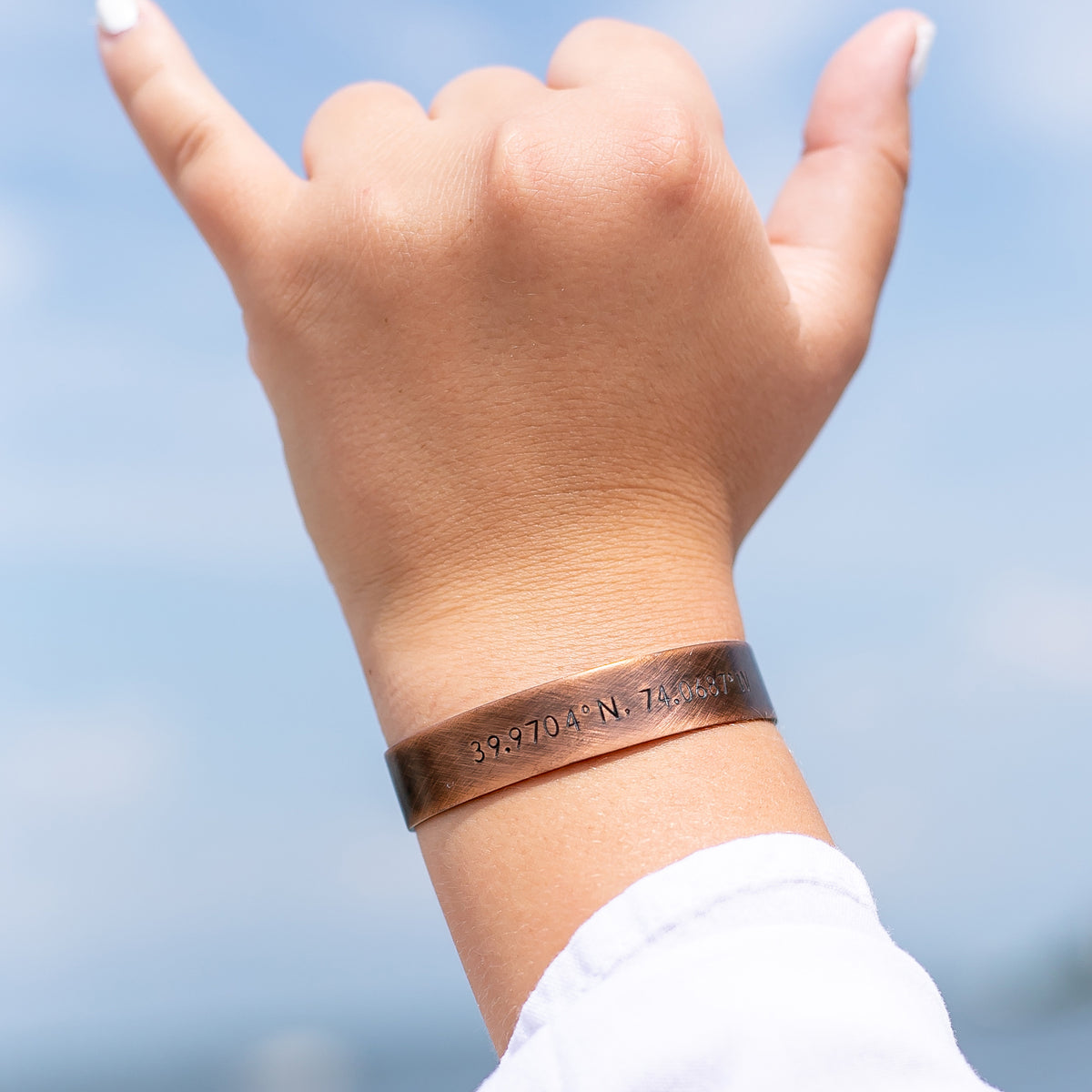 GPS Coordinates Copper Cuff Bracelet - Love It Personalized