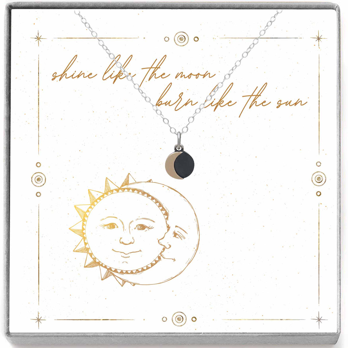 Silver and Bronze Moon Petite Charm Necklace - Love It Personalized
